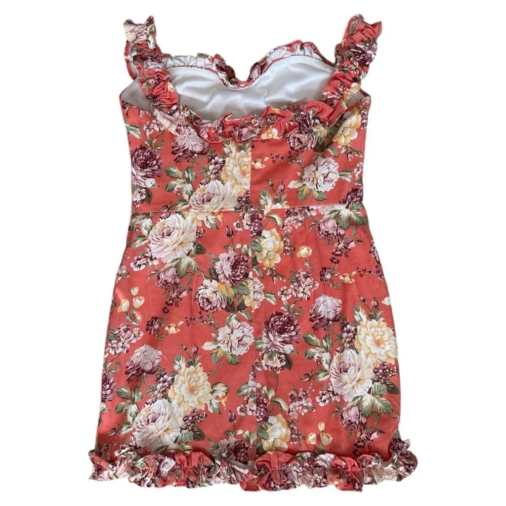 Mable Denim Floral Ruffle Dress size Large - Picture 2 of 4